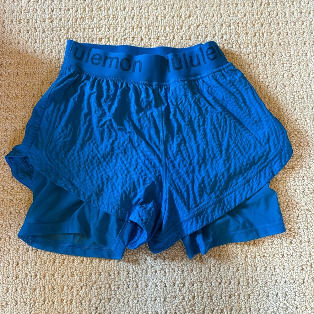 Lululemon Blue shorts with mesh undershorts